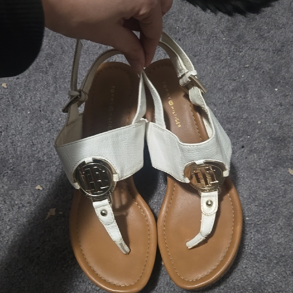 Tommy Hilfiger Women's White and Tan Sandals